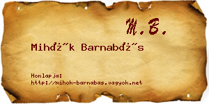 Mihók Barnabás névjegykártya